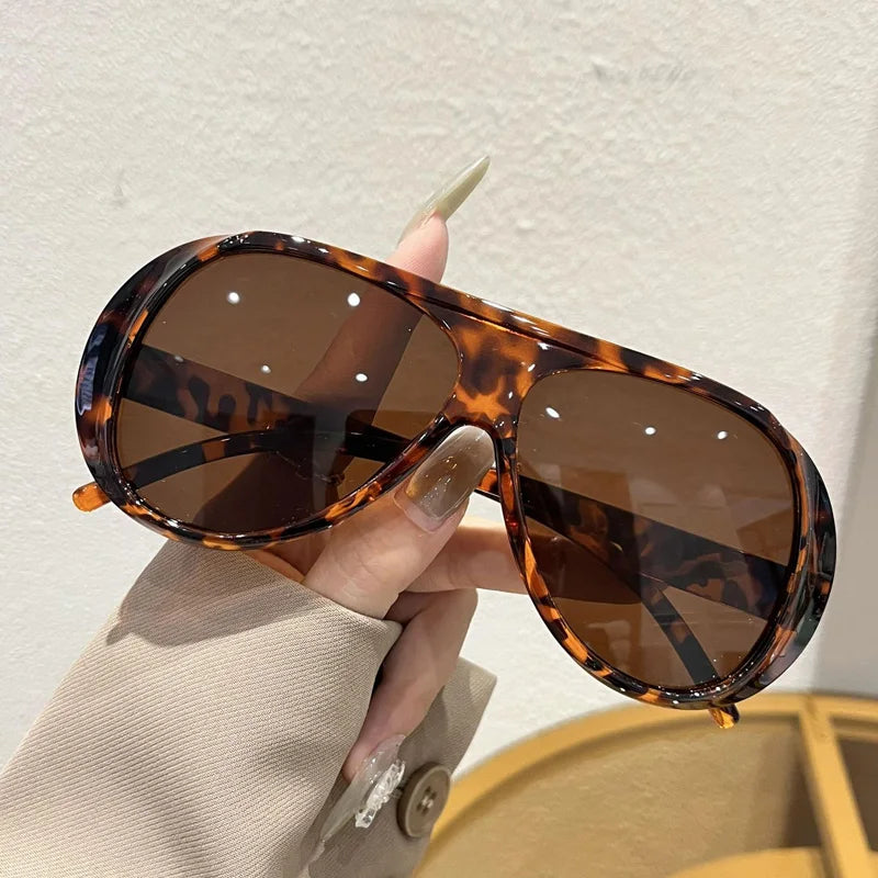 Fashion Double Bridges Pilot Sunglasses Women Large Frame Shades
