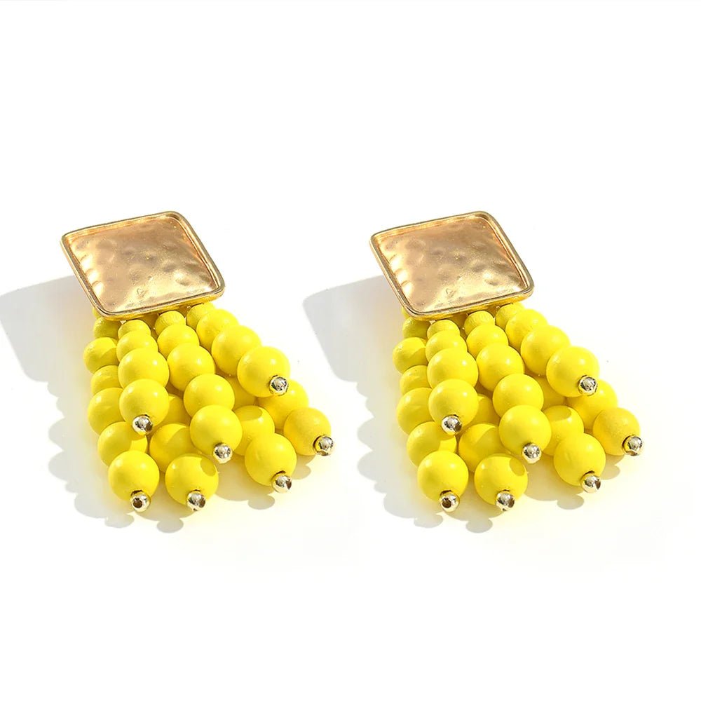 Wooden Beaded Bohemian Earrings - Oreela