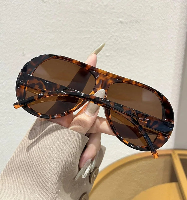 Fashion Double Bridges Pilot Sunglasses Women Large Frame Shades