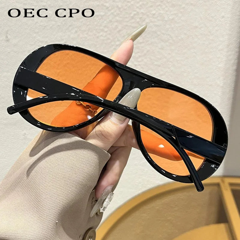Fashion Double Bridges Pilot Sunglasses Women Large Frame Shades