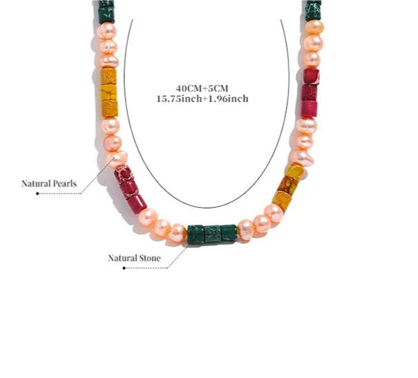 Pink Pearl Beaded Necklace - Oreela