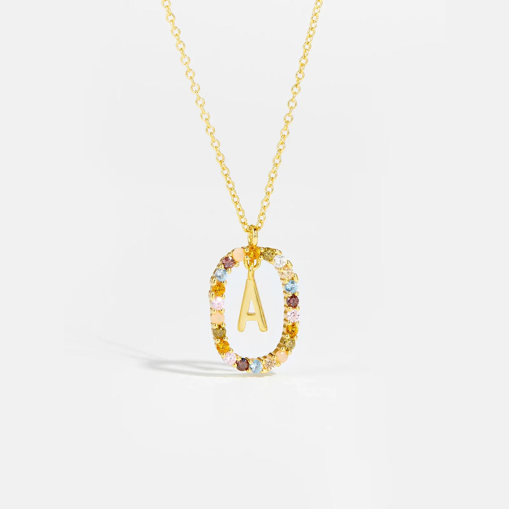 Sterling Gold Letter Pendant Necklace - Oreela