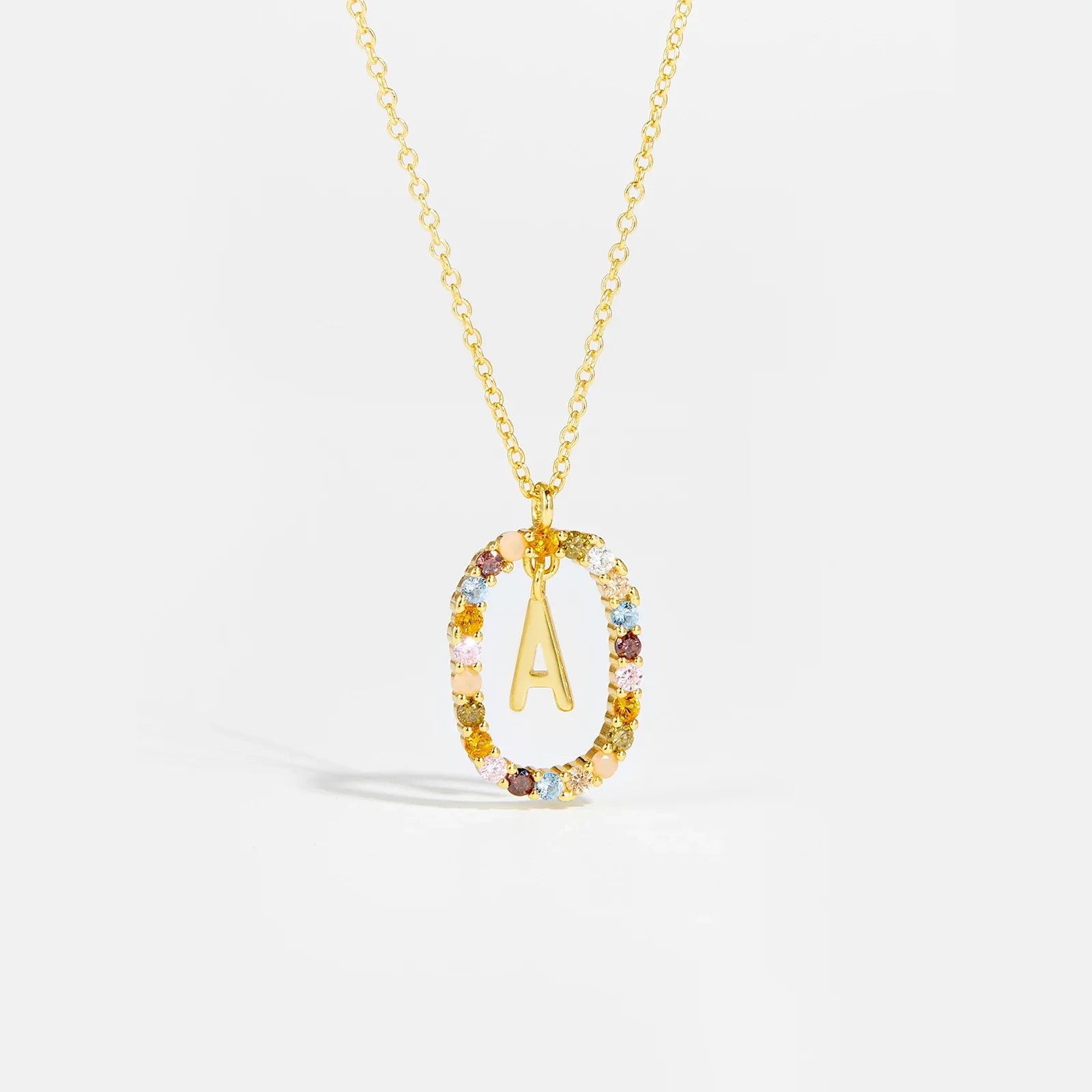 Sterling Gold Letter Pendant Necklace - Oreela