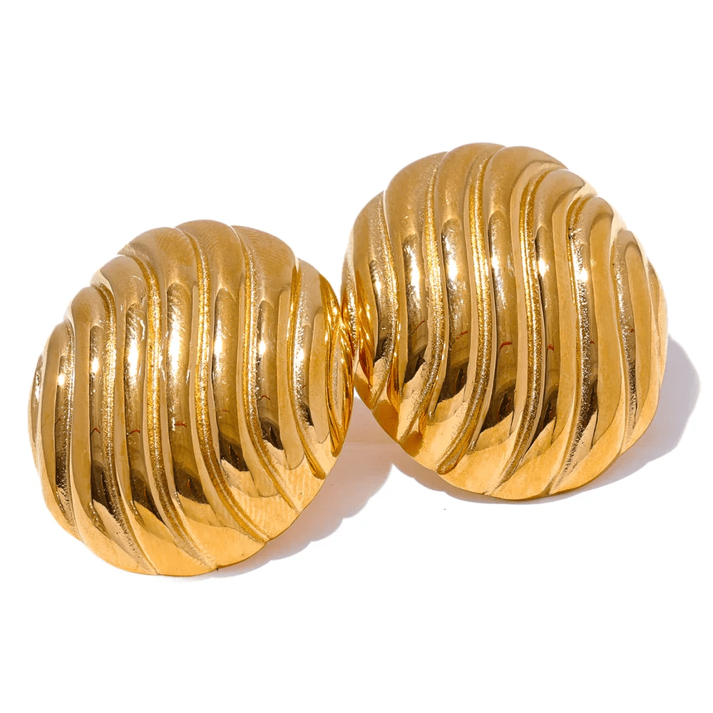 Ribbed Gold Studs - Oreela