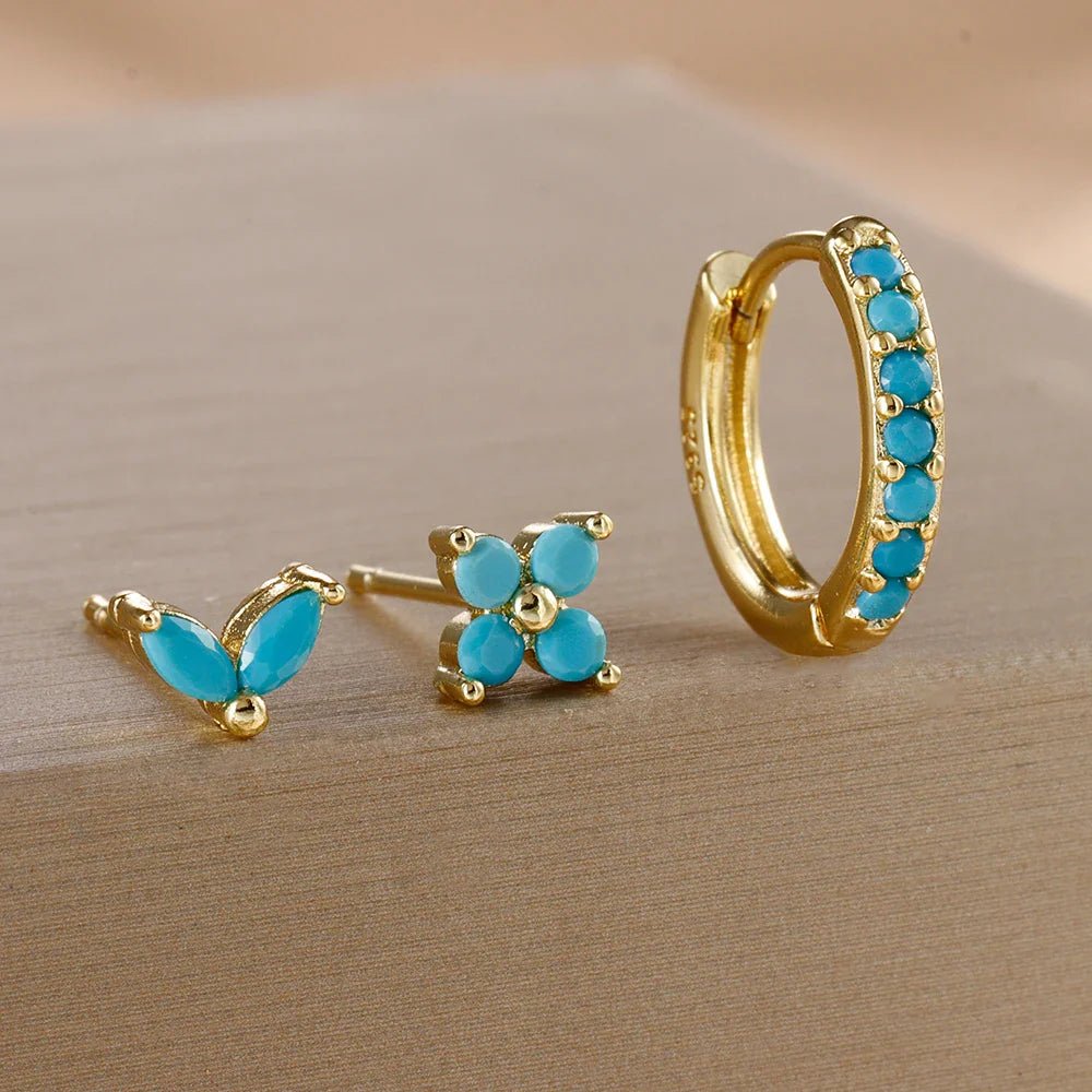 Flower Hoop Earrings Set - Oreela