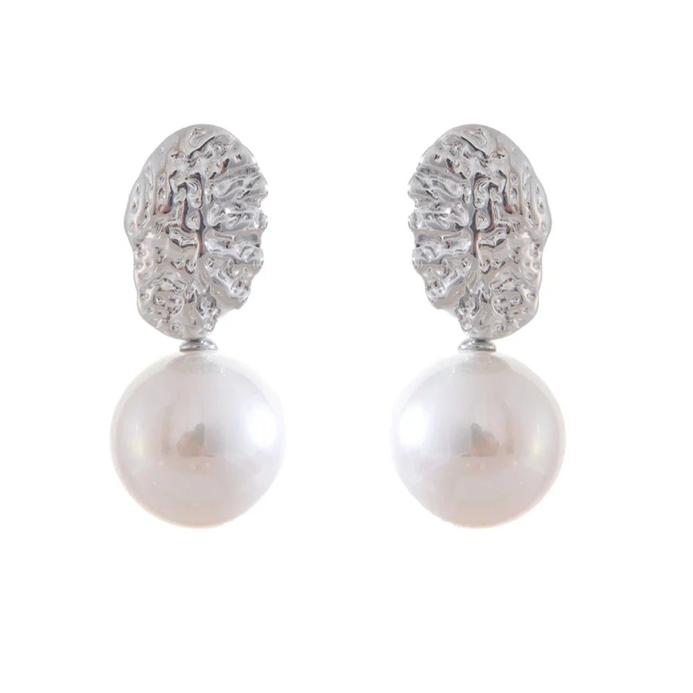 Pearl Geometric Drop Earrings - Oreela