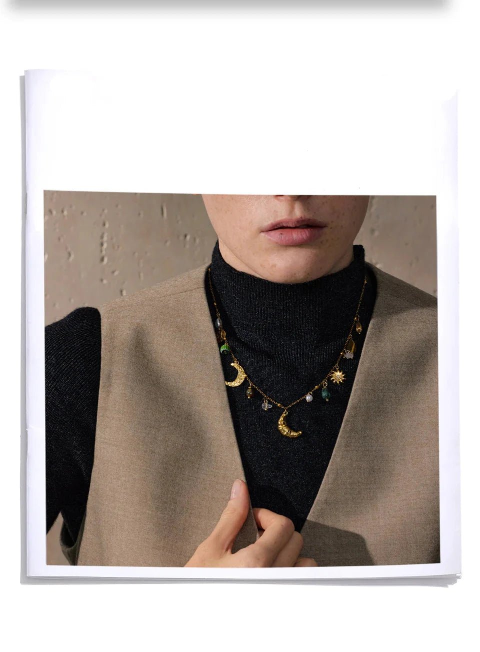 Moon & Pearl Drop Necklace - Oreela