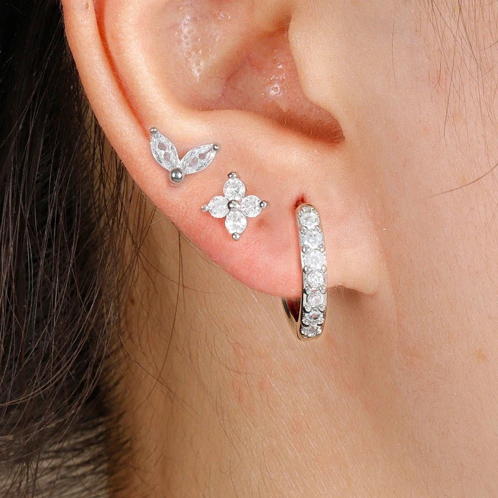 Flower Hoop Earrings Set - Oreela