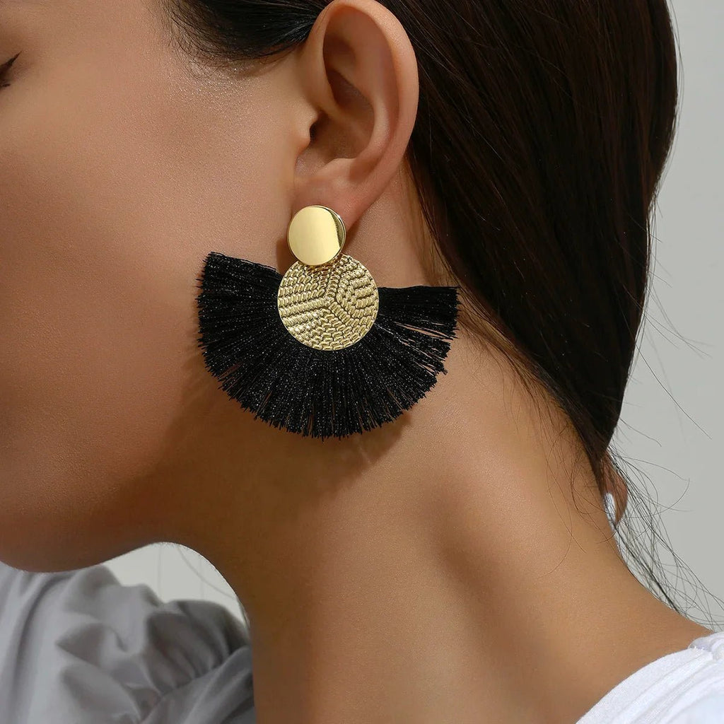 Boho Fan Tassel Earrings - Oreela