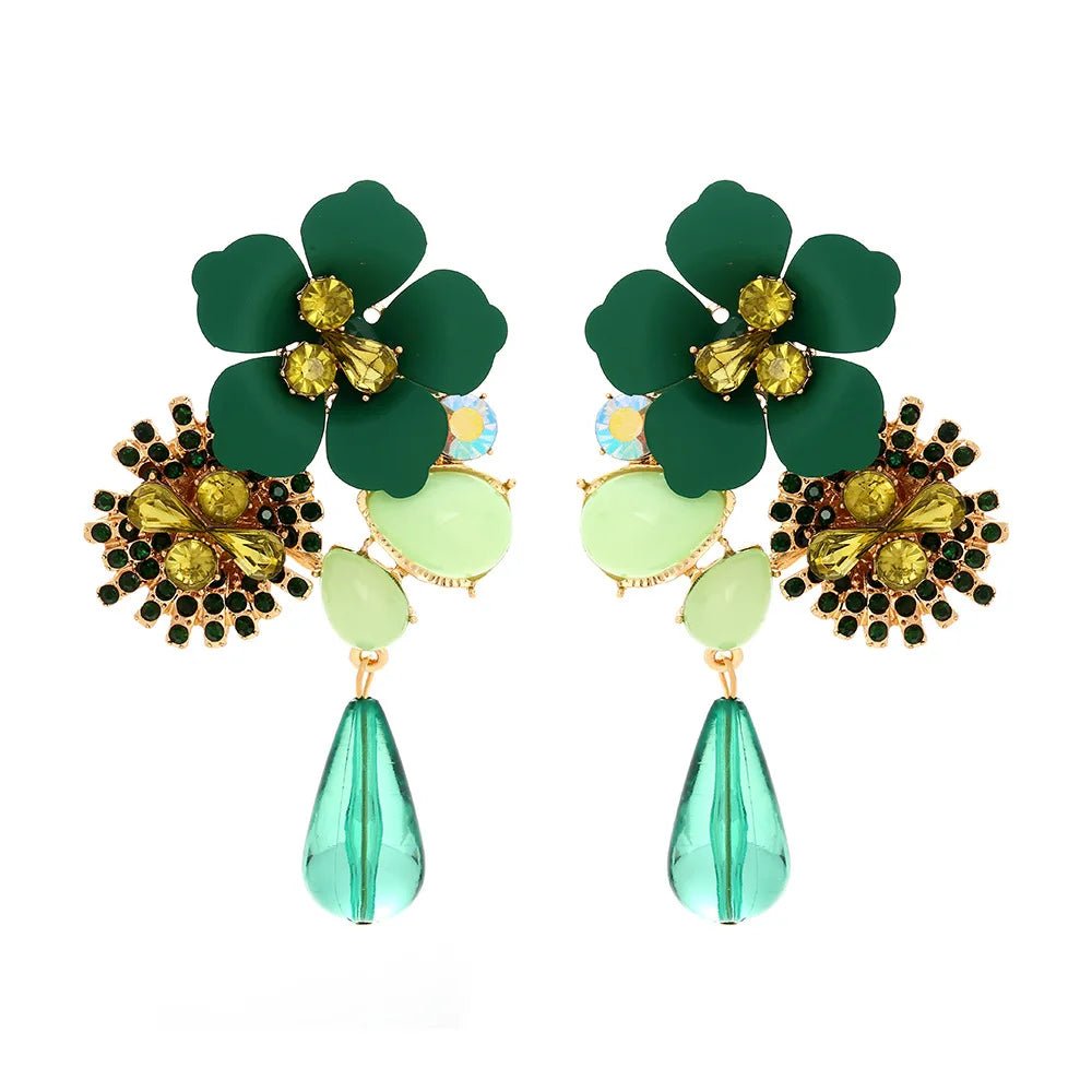 Metal Flowers Dangle Earrings - Oreela