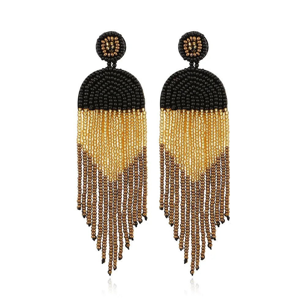 Boho Seed Bead Tassel Earrings - Oreela
