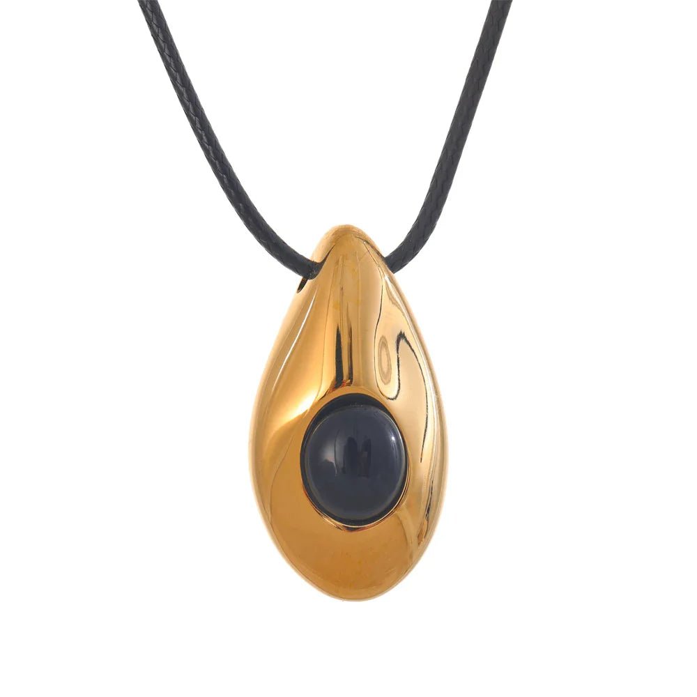 Agate Stone Leather Necklace - Oreela