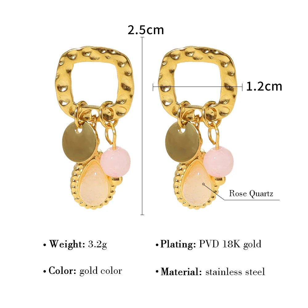 Gold Stud Earrings with Charms - Oreela