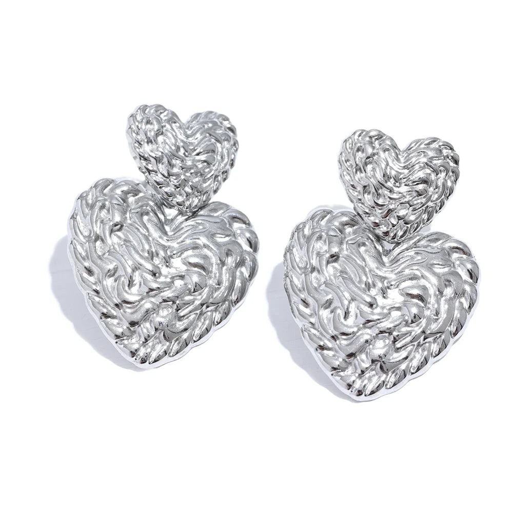 Textured Heart Earrings - Oreela