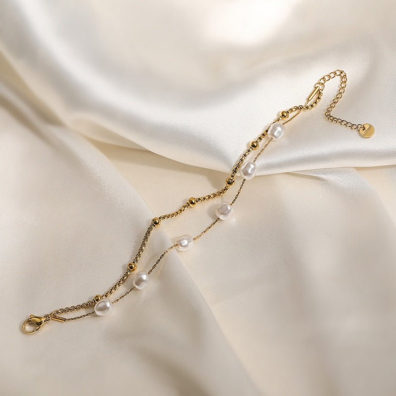 Double Layer Gold Pearl Bracelet - Oreela