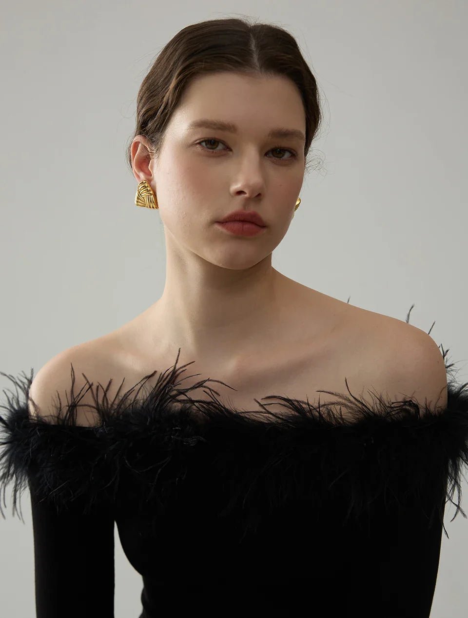 Golden Fan Studs - Oreela