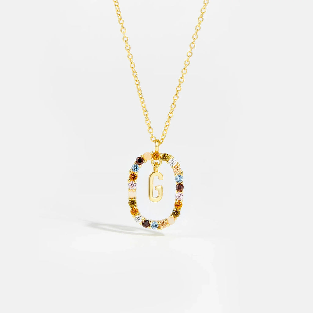 Sterling Gold Letter Pendant Necklace - Oreela