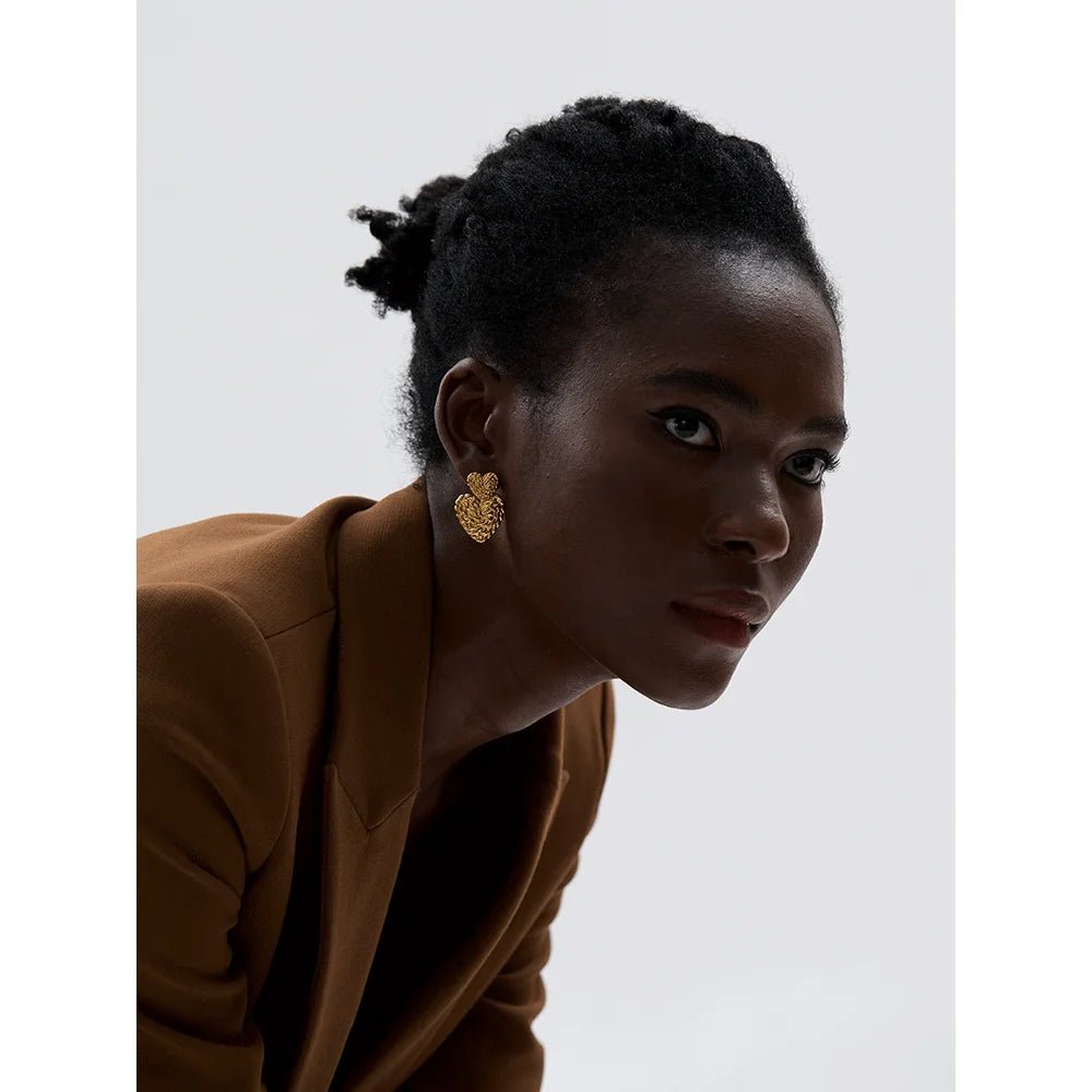 Textured Heart Earrings - Oreela