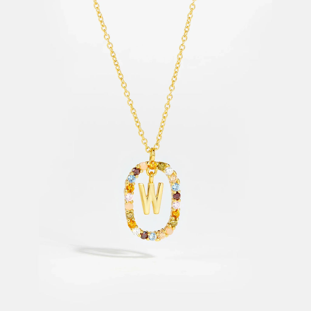 Sterling Gold Letter Pendant Necklace - Oreela