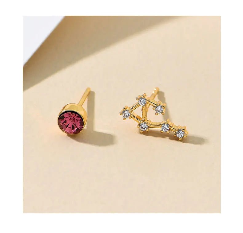 Needle Style Zodiac Stud Earrings - Oreela