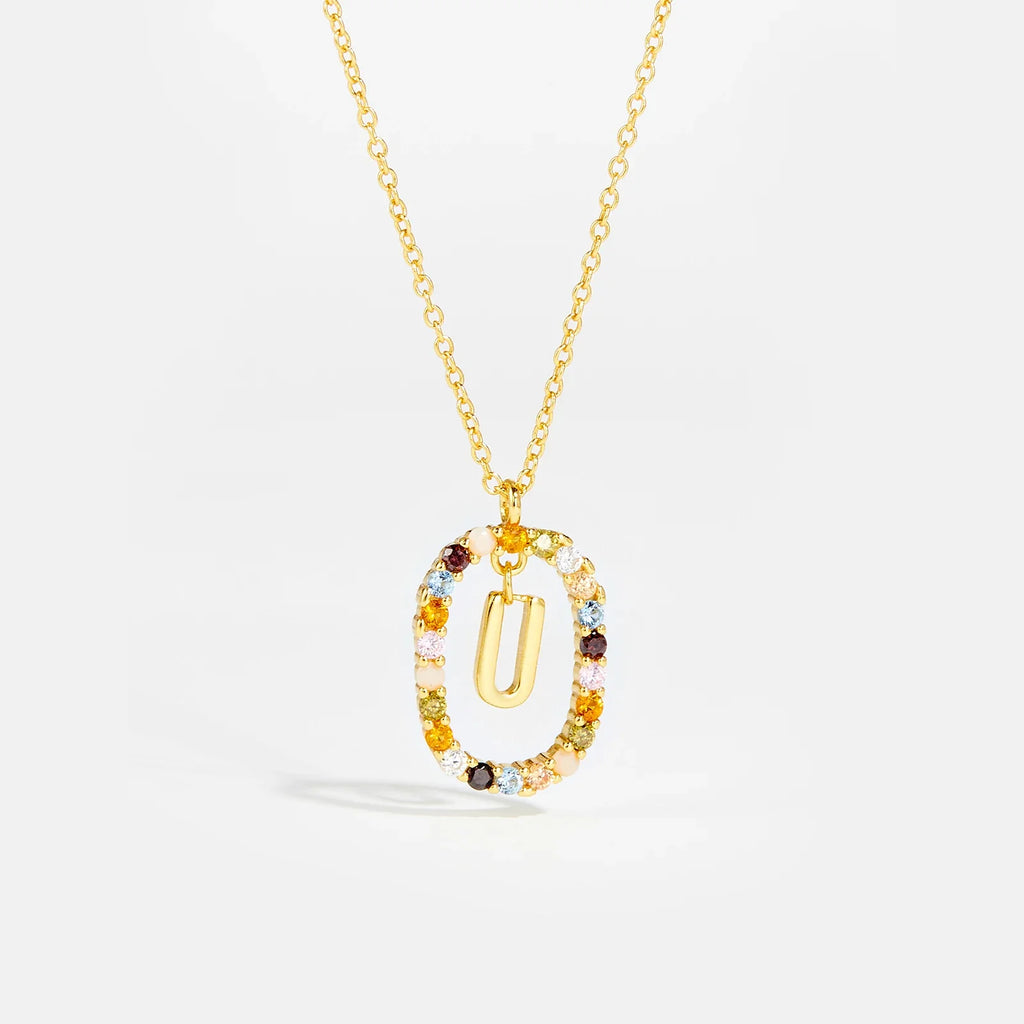 Sterling Gold Letter Pendant Necklace - Oreela