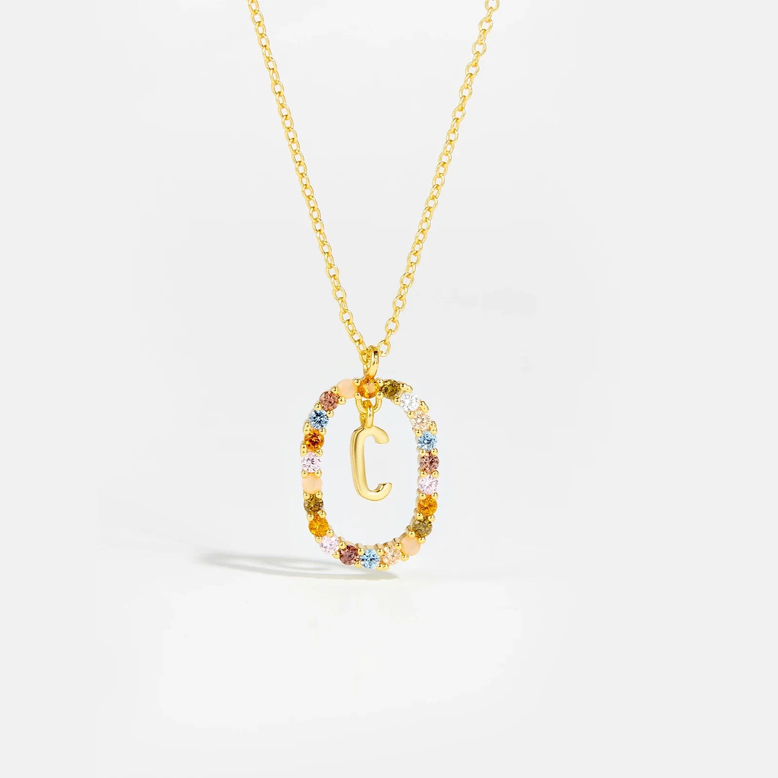 Sterling Gold Letter Pendant Necklace - Oreela