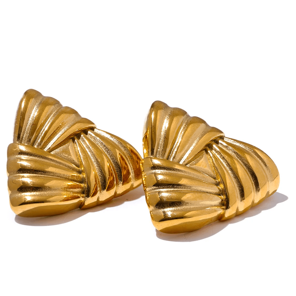 Golden Fan Studs - Oreela