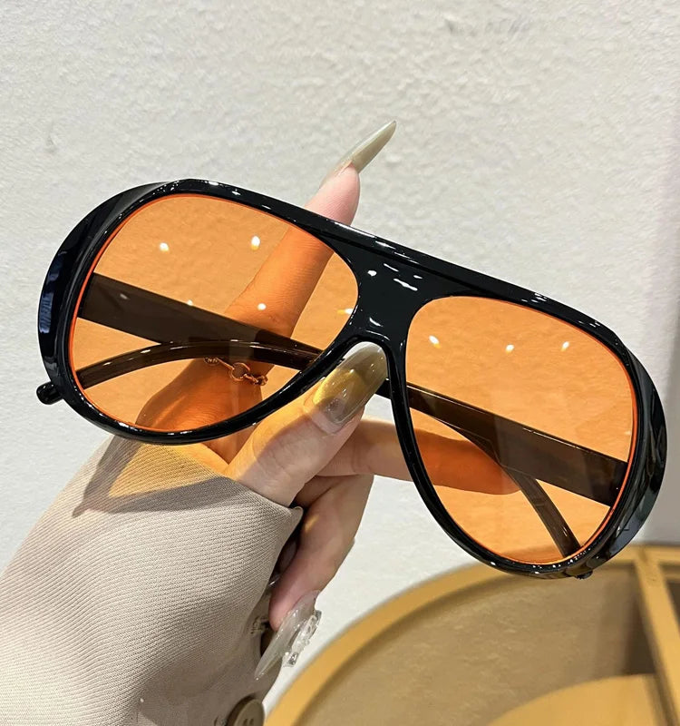 Fashion Double Bridges Pilot Sunglasses Women Large Frame Shades