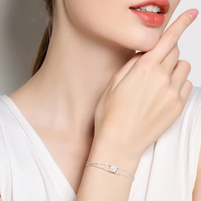 Moissanite Double Chain Bracelet - Oreela