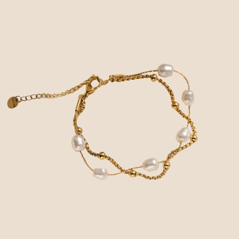 Double Layer Gold Pearl Bracelet - Oreela