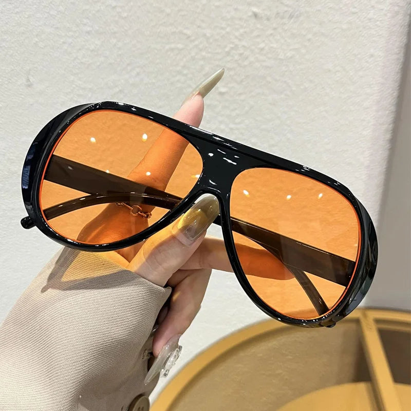 Fashion Double Bridges Pilot Sunglasses Women Large Frame Shades