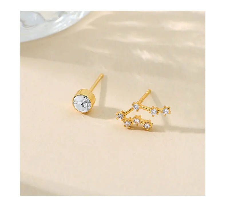 Needle Style Zodiac Stud Earrings - Oreela
