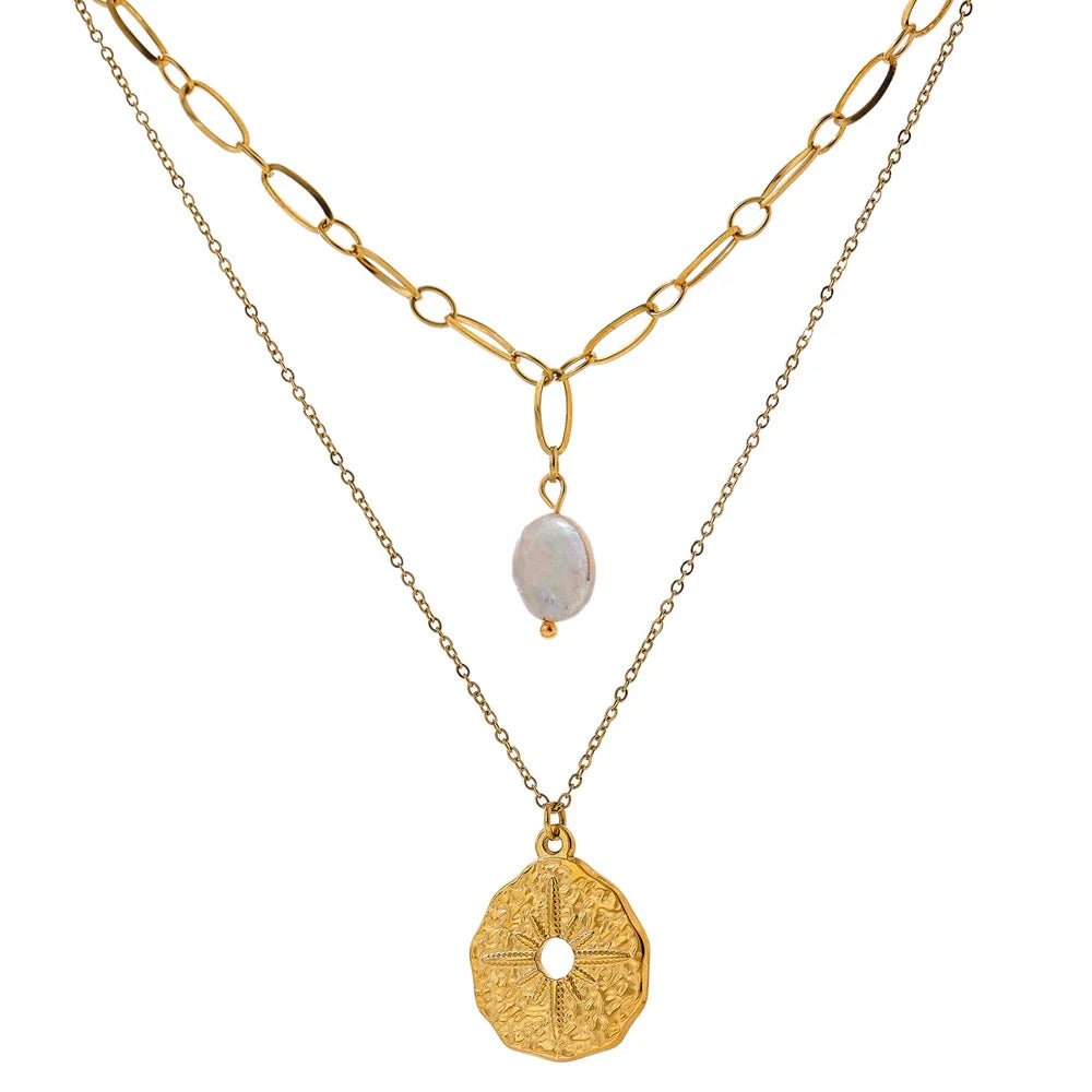 Golden North Star Layered Necklace - Oreela