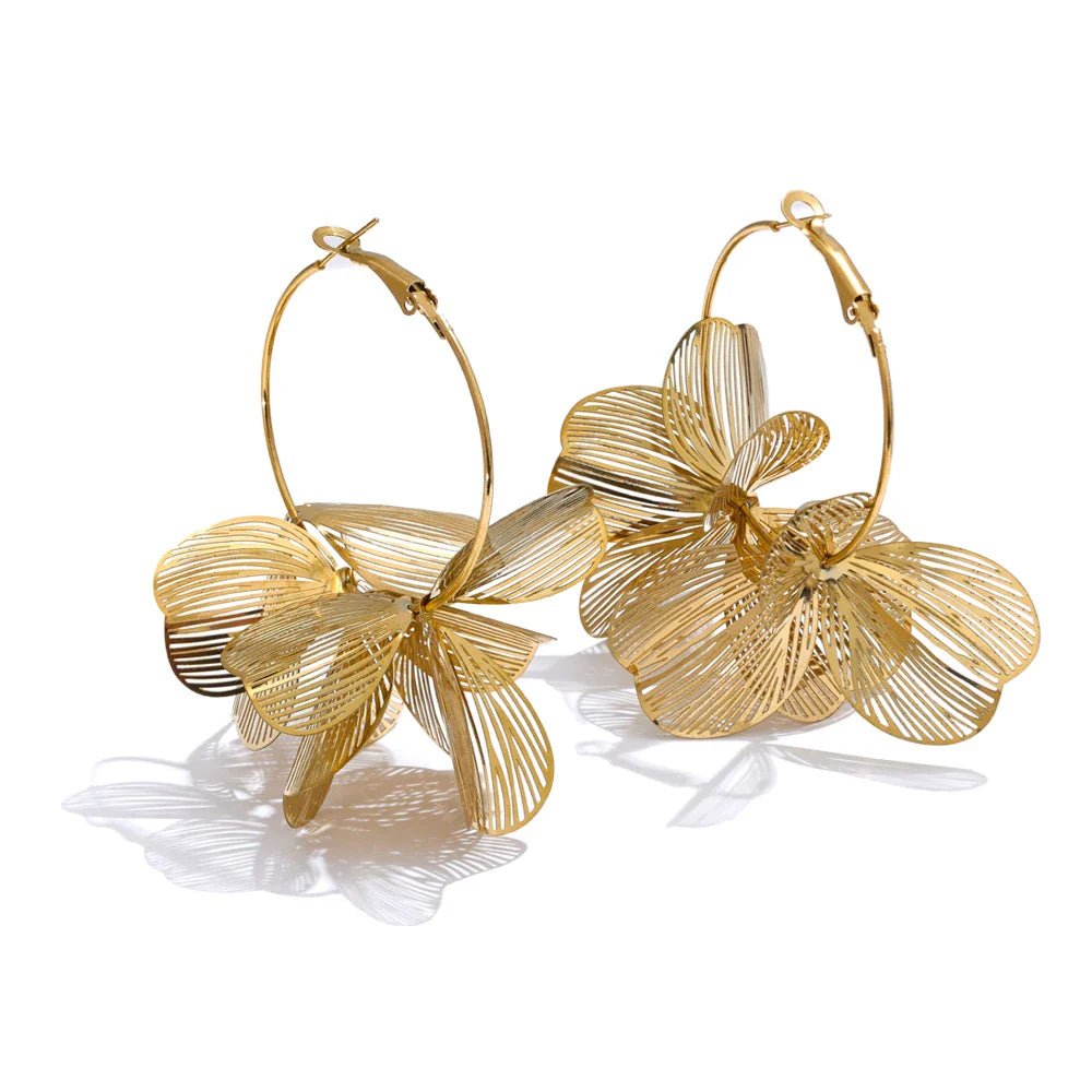 Floral Hoop Earrings - Oreela
