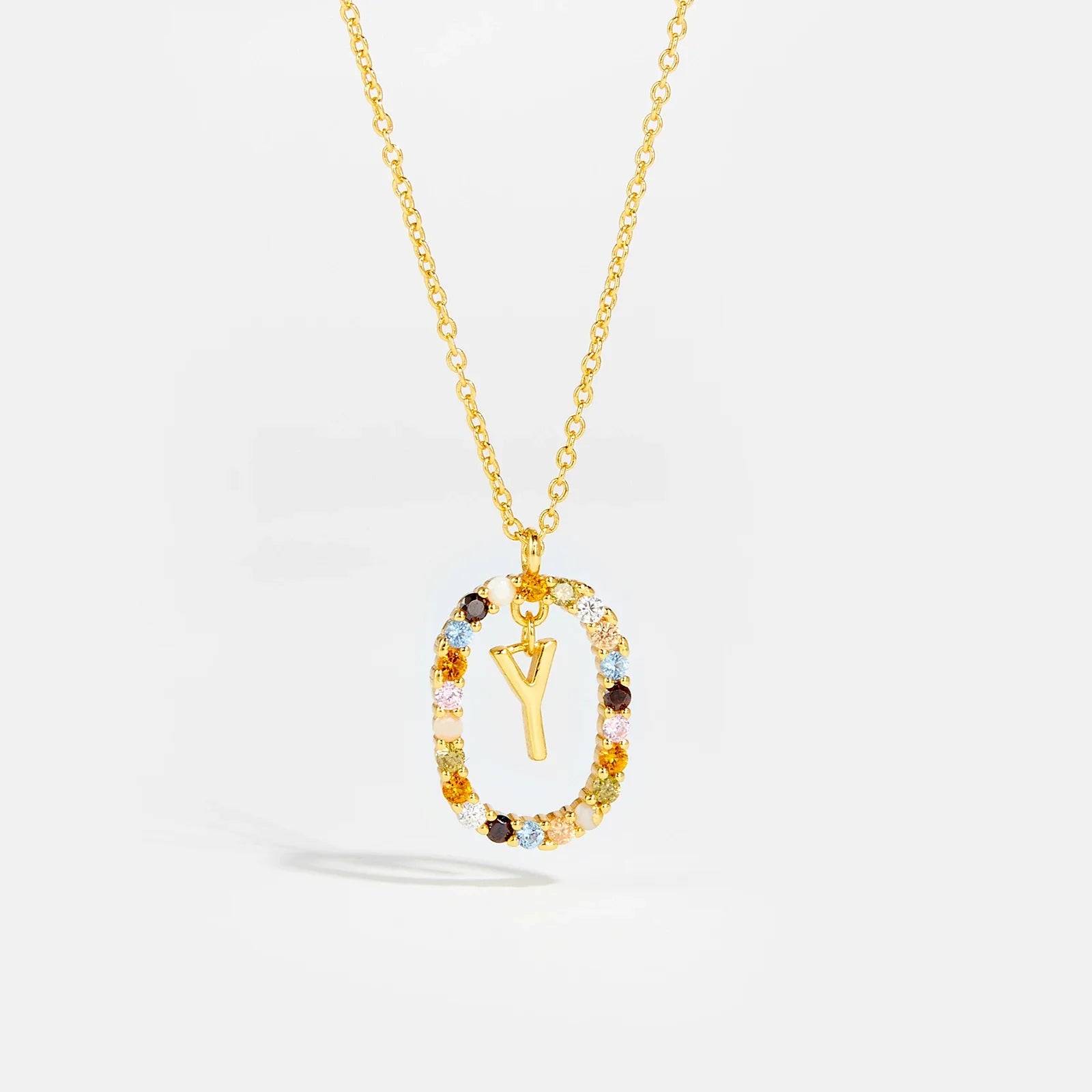 Sterling Gold Letter Pendant Necklace - Oreela