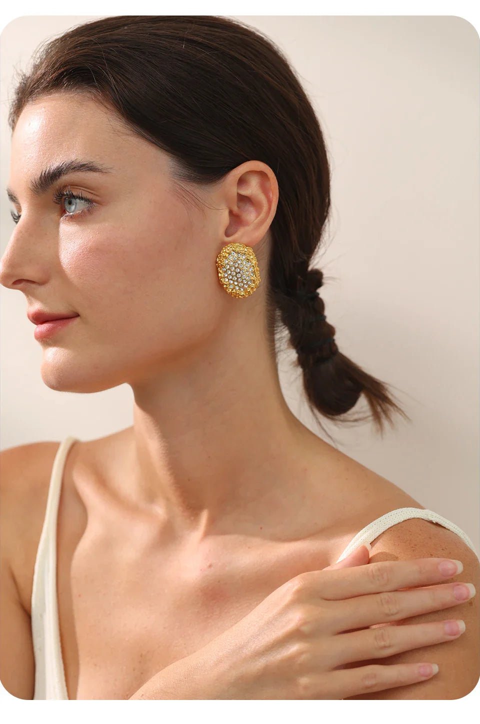 18k Ear Clip Gold Statement Earrings - Oreela