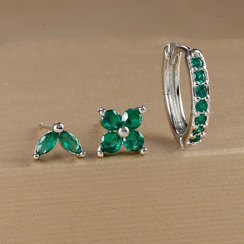 Flower Hoop Earrings Set - Oreela