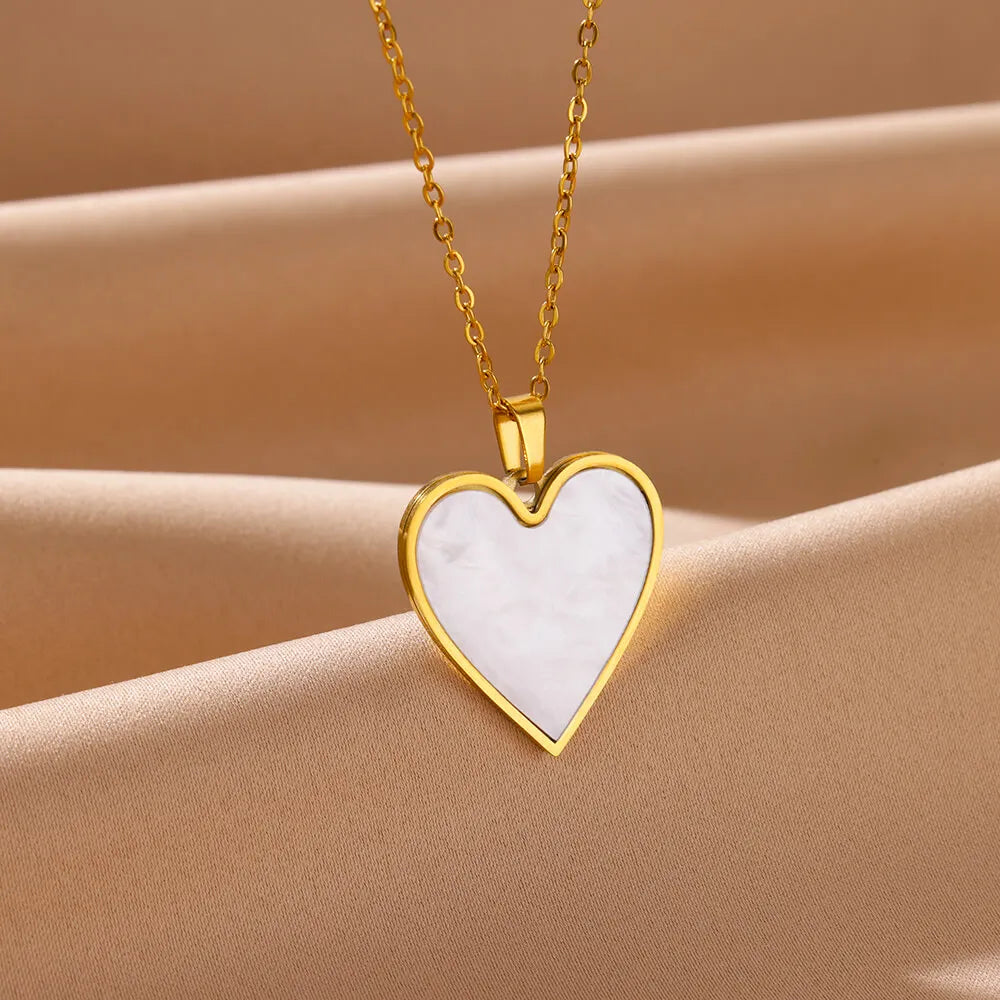 Golden Heart of Pearl Necklace