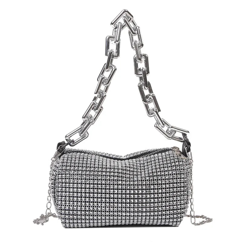 Allover Rhinestone Bucket Bag, Women's Mini Crossbody Bag (6.3*3.54) Inch - Oreela