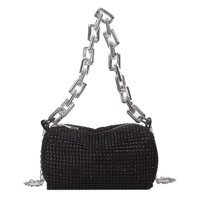 Allover Rhinestone Bucket Bag, Women's Mini Crossbody Bag (6.3*3.54) Inch - Oreela