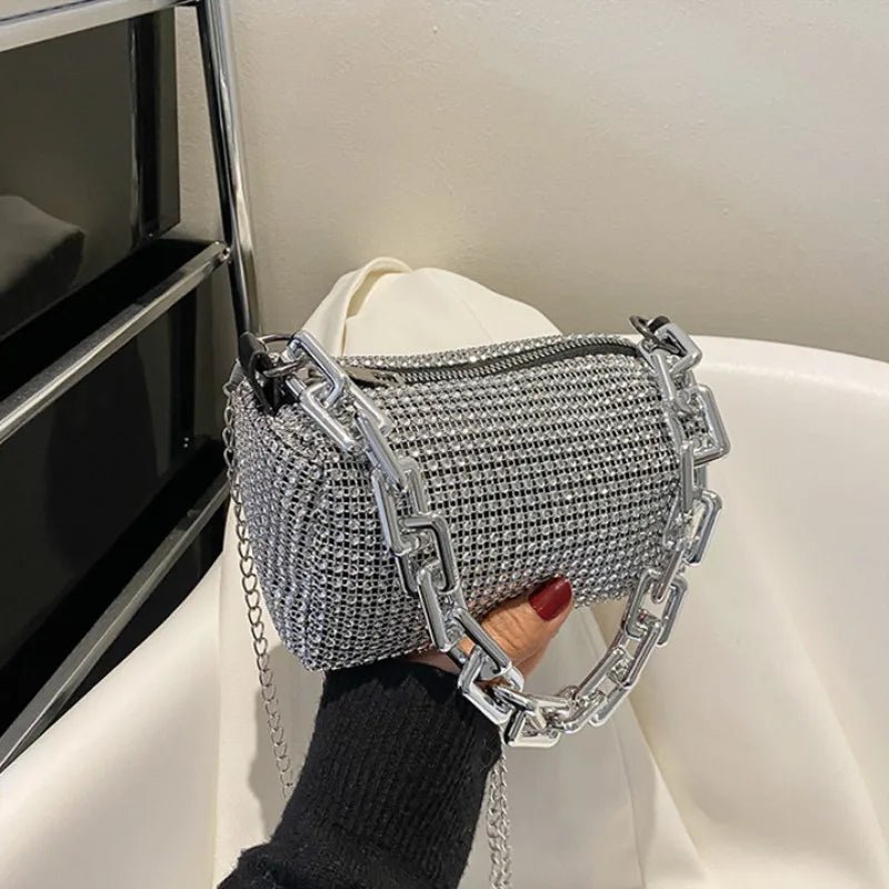 Allover Rhinestone Bucket Bag, Women's Mini Crossbody Bag (6.3*3.54) Inch - Oreela