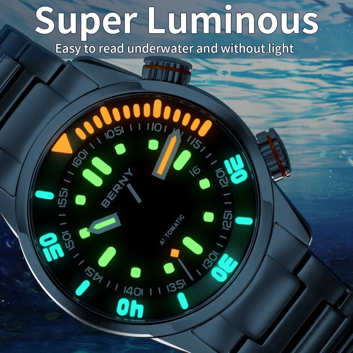 BERNY Automatic Dive Watch for Men Super Luminous - Oreela