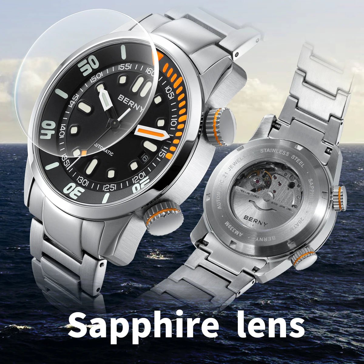 BERNY Automatic Dive Watch for Men Super Luminous - Oreela