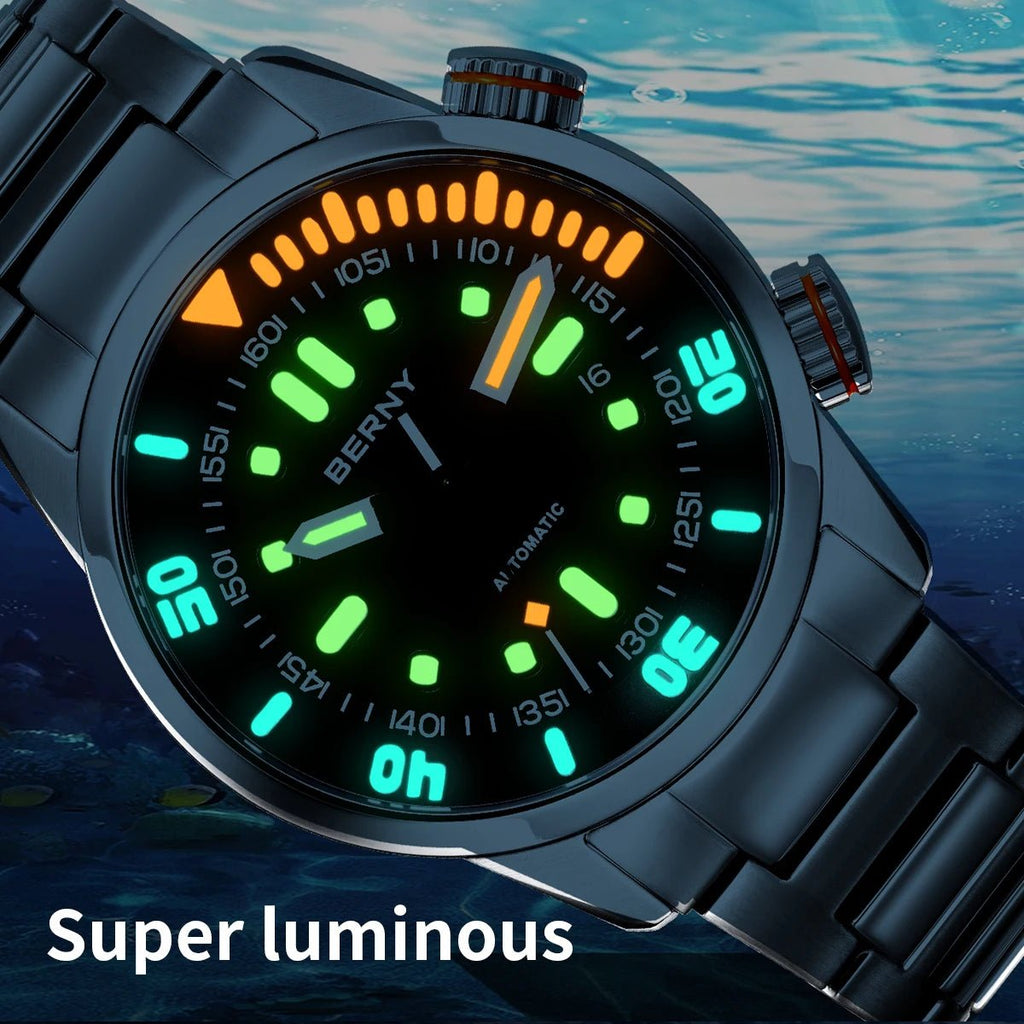 BERNY Automatic Dive Watch for Men Super Luminous - Oreela