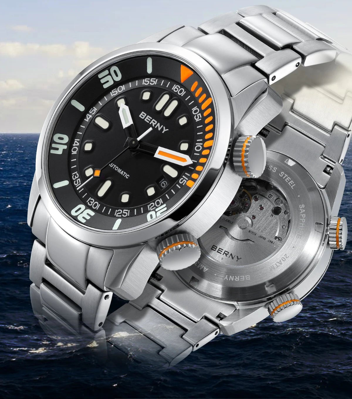 BERNY Automatic Dive Watch for Men Super Luminous - Oreela