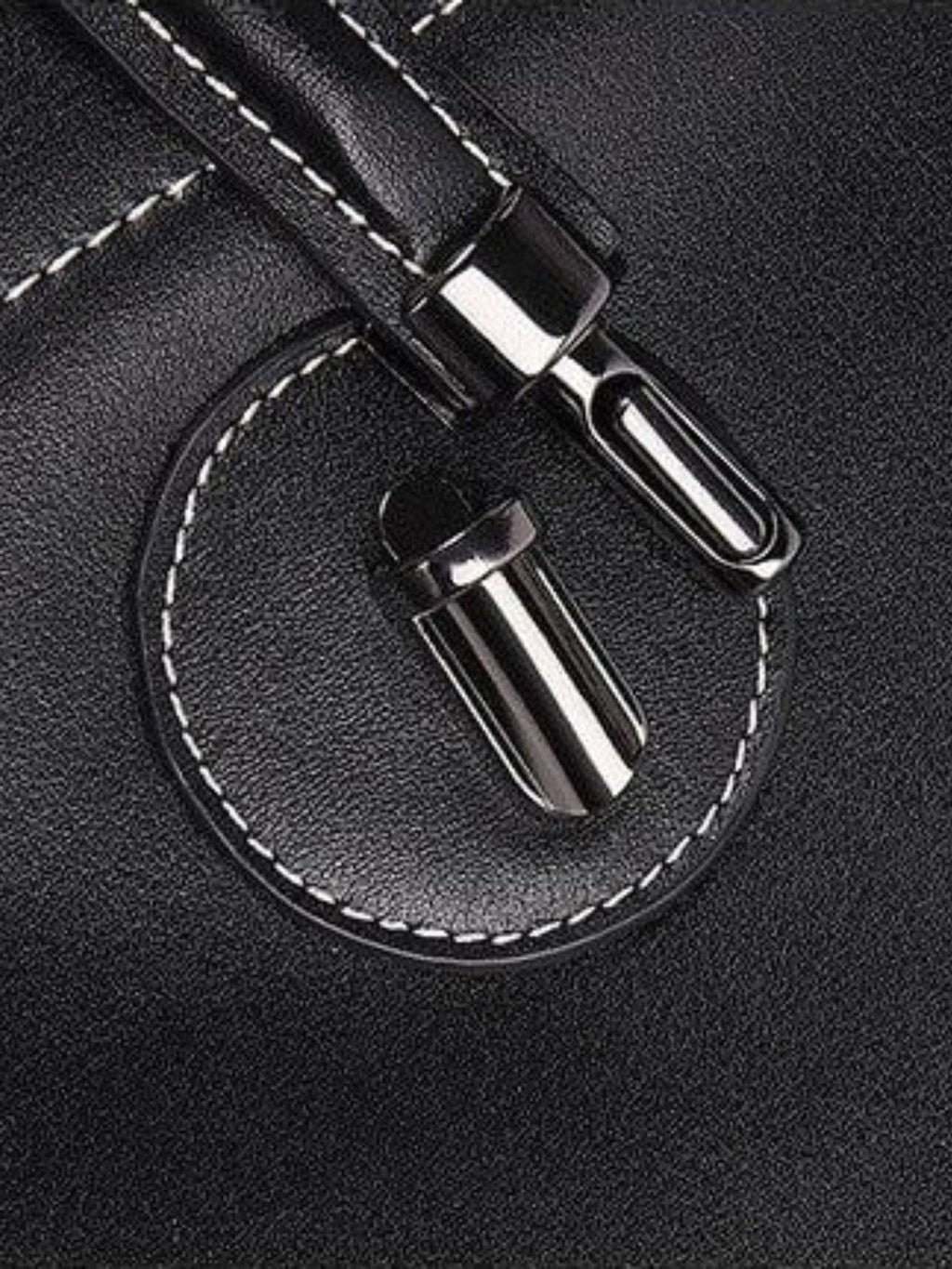 Black Leather Tote Handbag - Oreela