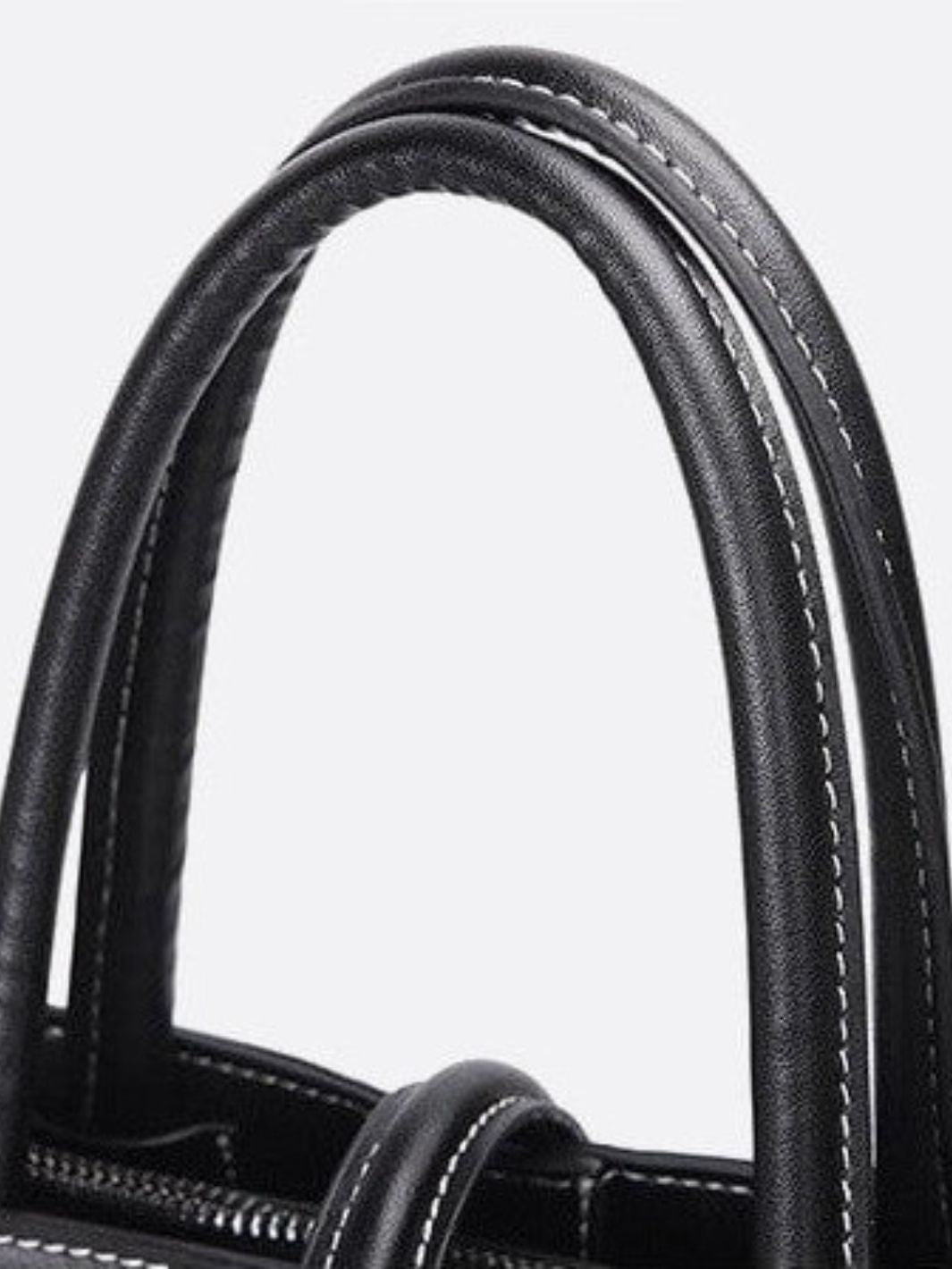 Black Leather Tote Handbag - Oreela