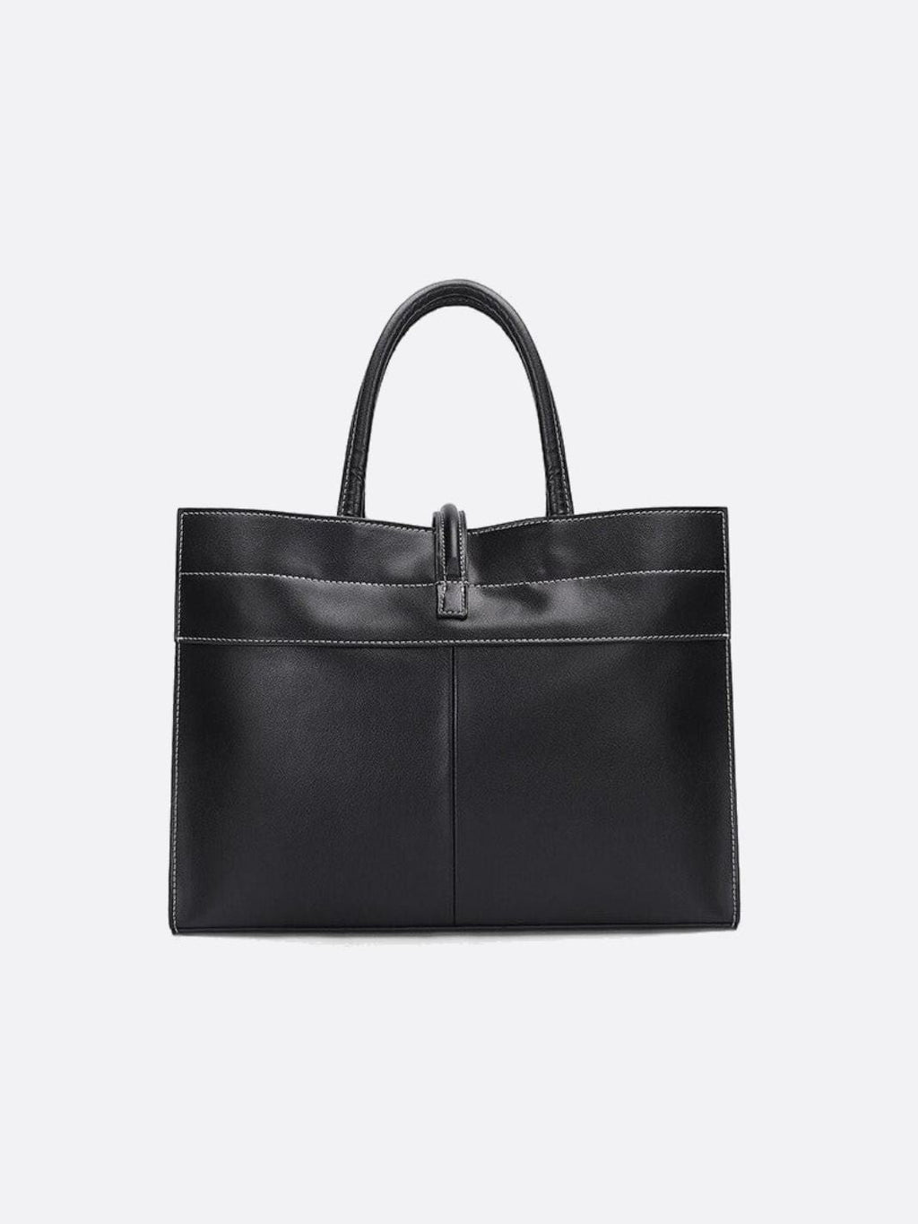 Black Leather Tote Handbag - Oreela