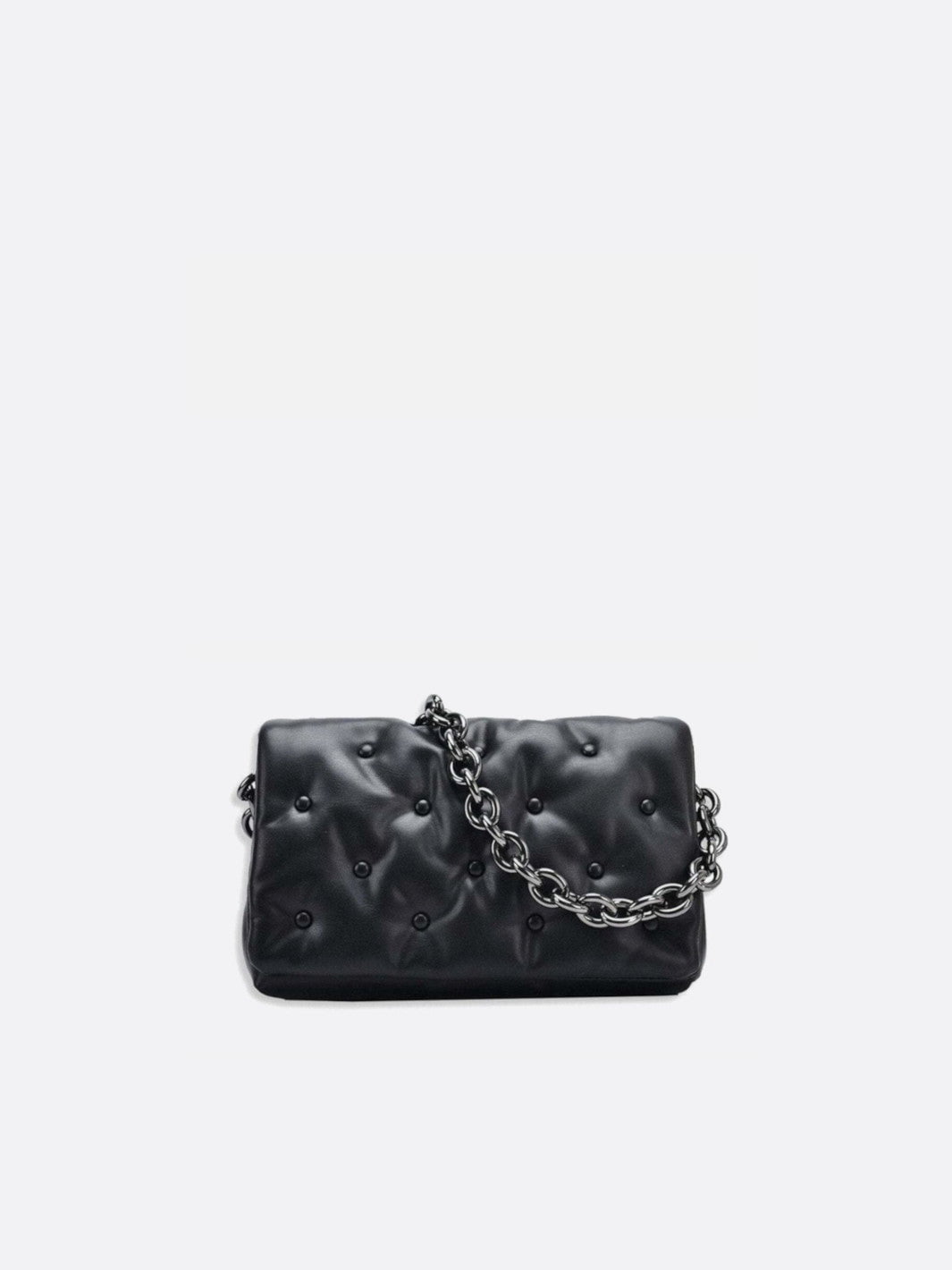Black Quilted Chain Strap Shoulder Bag - Oreela