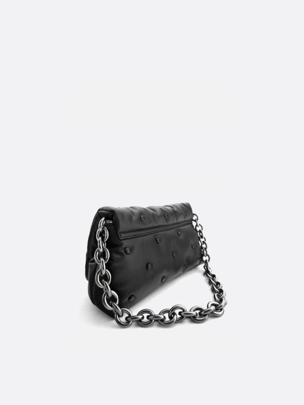 Black Quilted Chain Strap Shoulder Bag - Oreela